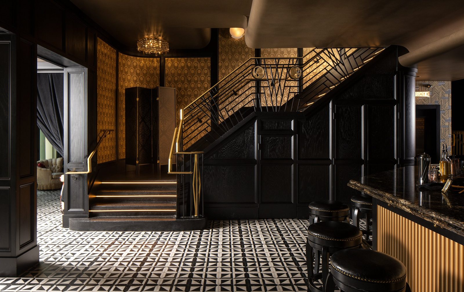 Bar and staircase interior